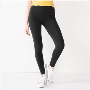 SO Black High Rise Blacked Ribbed Leggings, Juniors' Size X Large